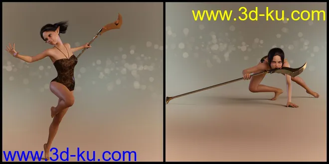Elven Warrior Poses and Prop for Genesis 8 Female and Mika 8模型的图片8