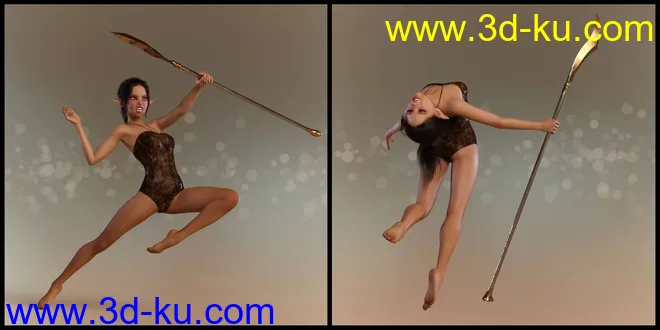 Elven Warrior Poses and Prop for Genesis 8 Female and Mika 8模型的图片9