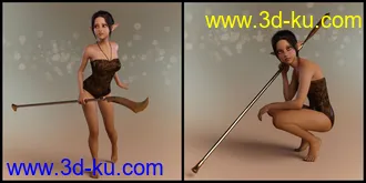 3D打印模型Elven Warrior Poses and Prop for Genesis 8 Female and Mika 8的图片