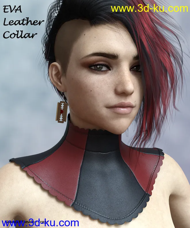 Eva Leather Collar for Genesis 8 Female模型的图片1
