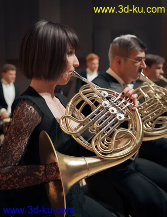 3D打印模型French Horn and Poses for Genesis 8 and 8.1的图片