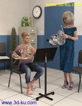 3D打印模型French Horn and Poses for Genesis 8 and 8.1的图片