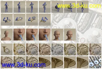 3D打印模型French Horn and Poses for Genesis 8 and 8.1的图片