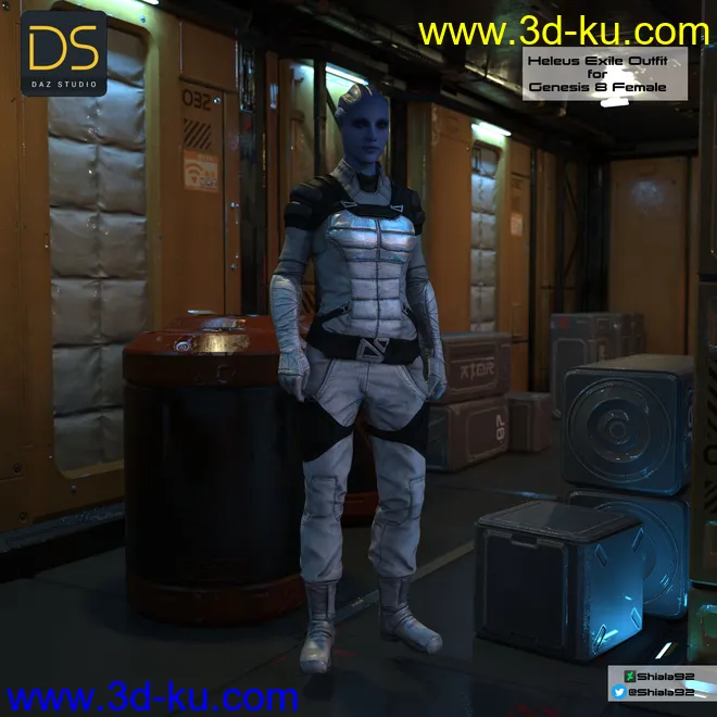 Heleus Exile Outfit for Genesis 8 Female模型的图片1