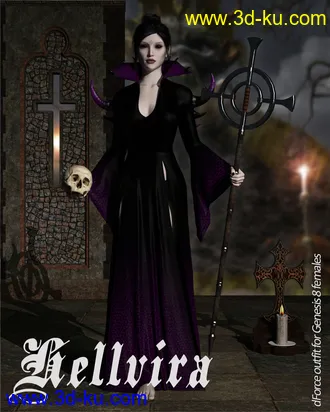 3D打印模型Hellvira dForce outfit for Genesis 8 Females的图片