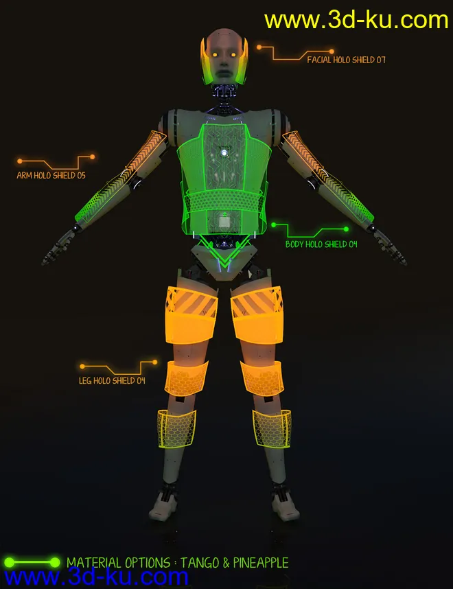 Holo Shield Geoshells for Genesis 8 and 8.1 Male and Life 2.0 Android模型的图片2
