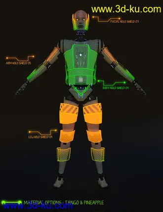 3D打印模型Holo Shield Geoshells for Genesis 8 and 8.1 Male and Life 2.0 Android的图片