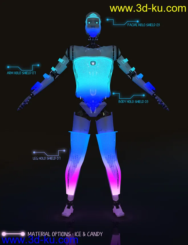Holo Shield Geoshells for Genesis 8 and 8.1 Male and Life 2.0 Android模型的图片3