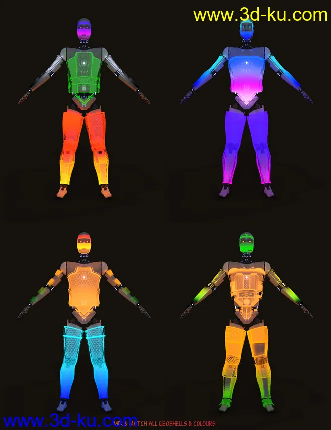 Holo Shield Geoshells for Genesis 8 and 8.1 Male and Life 2.0 Android模型的图片5