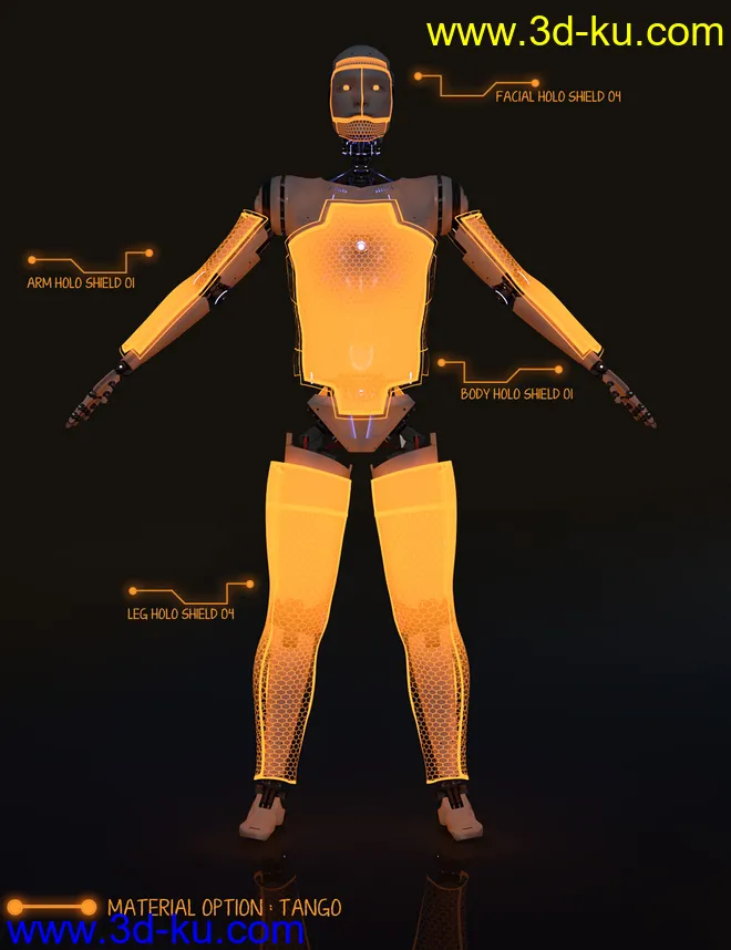 Holo Shield Geoshells for Genesis 8 and 8.1 Male and Life 2.0 Android模型的图片22