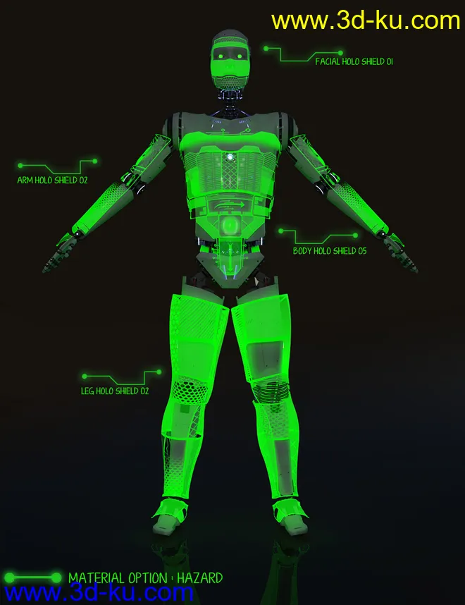 Holo Shield Geoshells for Genesis 8 and 8.1 Male and Life 2.0 Android模型的图片23