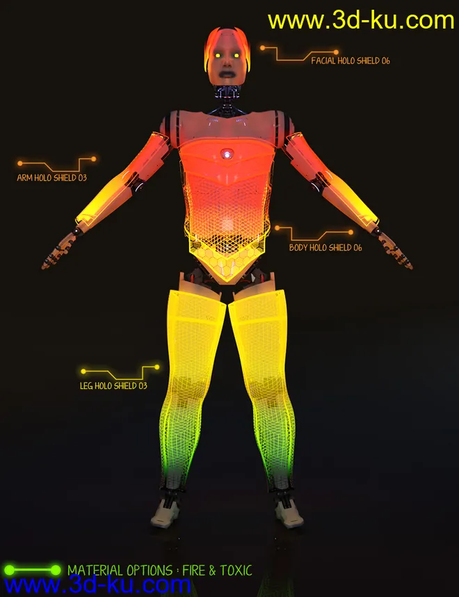 Holo Shield Geoshells for Genesis 8 and 8.1 Male and Life 2.0 Android模型的图片24