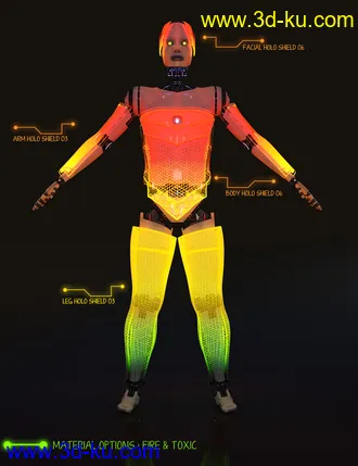 3D打印模型Holo Shield Geoshells for Genesis 8 and 8.1 Male and Life 2.0 Android的图片