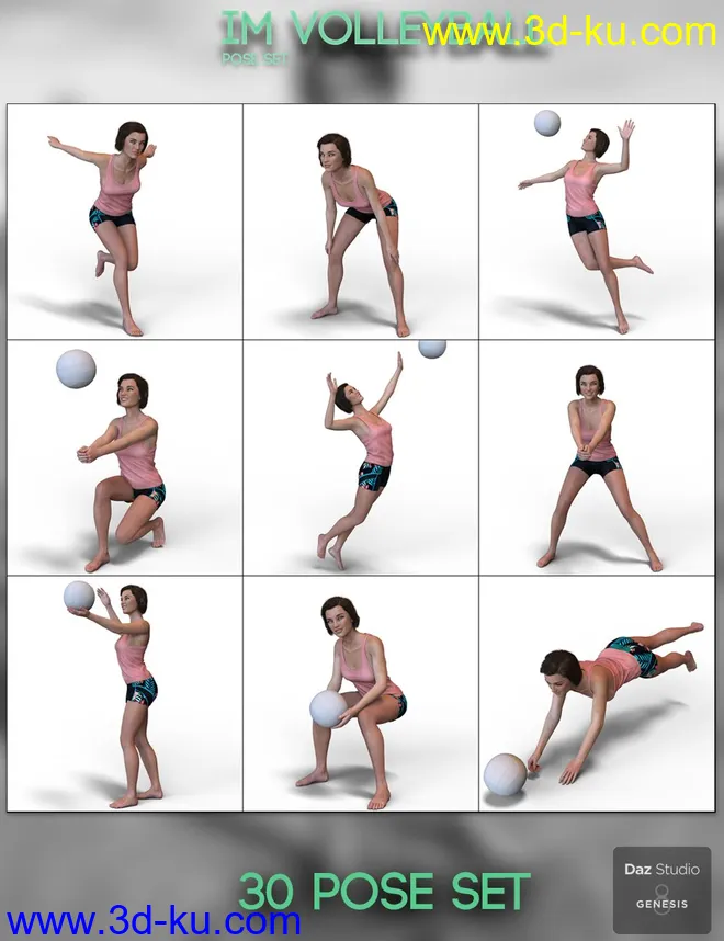 IM Volleyball Poses for Genesis 8 Female模型的图片12