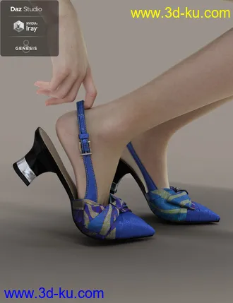 3D打印模型Jiwoo Sling Back Heels for Genesis 8 Female(s)的图片