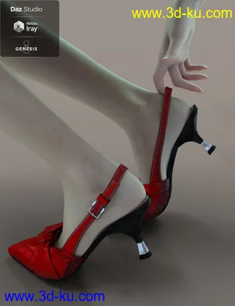 3D打印模型Jiwoo Sling Back Heels for Genesis 8 Female(s)的图片