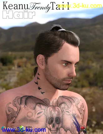 3D打印模型Keanu Trendy Tail Hair for Genesis 3 Male(s)的图片
