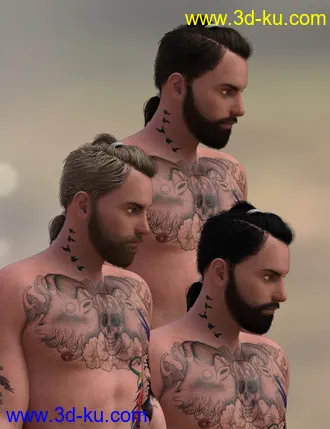 3D打印模型Keanu Trendy Tail Hair for Genesis 3 Male(s)的图片