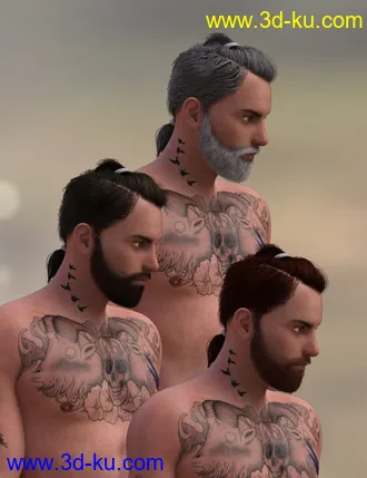 3D打印模型Keanu Trendy Tail Hair for Genesis 3 Male(s)的图片