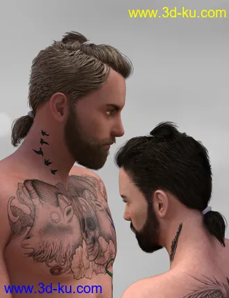 3D打印模型Keanu Trendy Tail Hair for Genesis 3 Male(s)的图片
