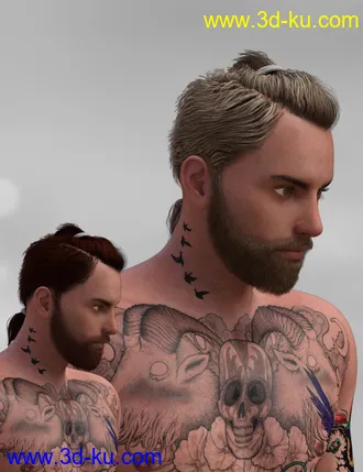 3D打印模型Keanu Trendy Tail Hair for Genesis 3 Male(s)的图片