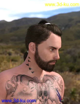 3D打印模型Keanu Trendy Tail Hair for Genesis 3 Male(s)的图片