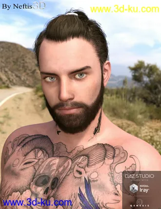 3D打印模型Keanu Trendy Tail Hair for Genesis 3 Male(s)的图片