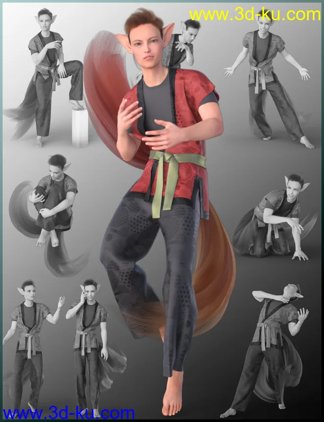 Kitsune Pose Bundle for Genesis 8.1模型的图片1