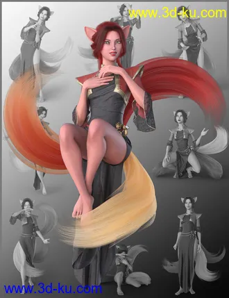 3D打印模型Kitsune Pose Bundle for Genesis 8.1的图片