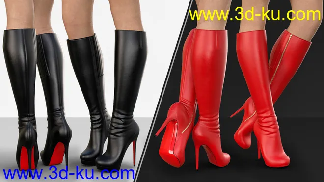 Knee High Stiletto Heel Boots for G8F and G8.1F模型的图片1