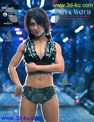 3D打印模型LIE Body Scars 2 for Genesis 3 and 8 Females的图片