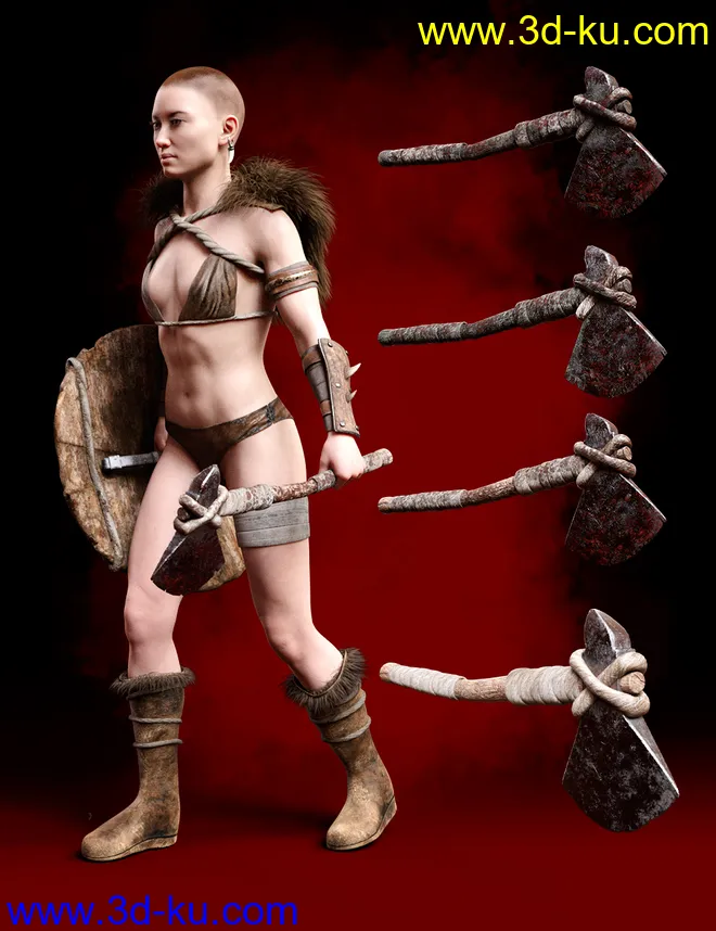 M3DVTO Shield and Axe Ogre Weapons模型的图片3