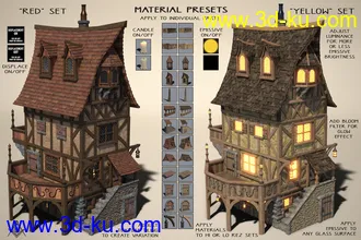 3D打印模型Medieval Village Houses Construction Set的图片