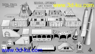 3D打印模型Medieval Village Houses Construction Set的图片