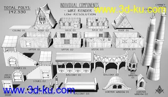 3D打印模型Medieval Village Houses Construction Set的图片