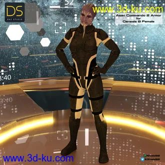 3D打印模型Medium Asari Commando Armor for Genesis 8 Female的图片
