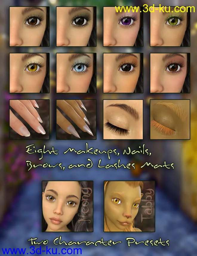 Meong and Tabby for Genesis 8 Female模型的图片5