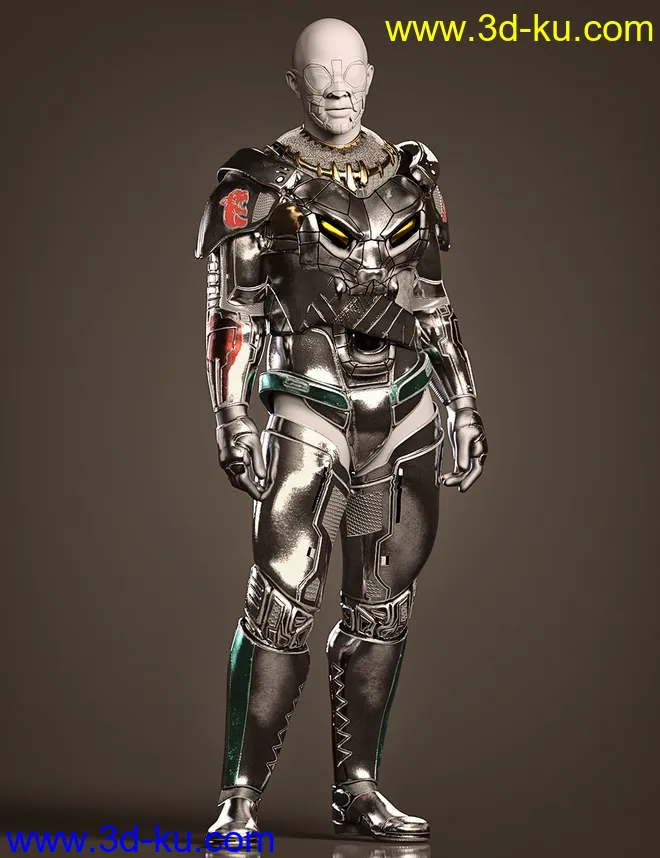 Mnyama Armor Bundle for Genesis 8.1 Males模型的图片6