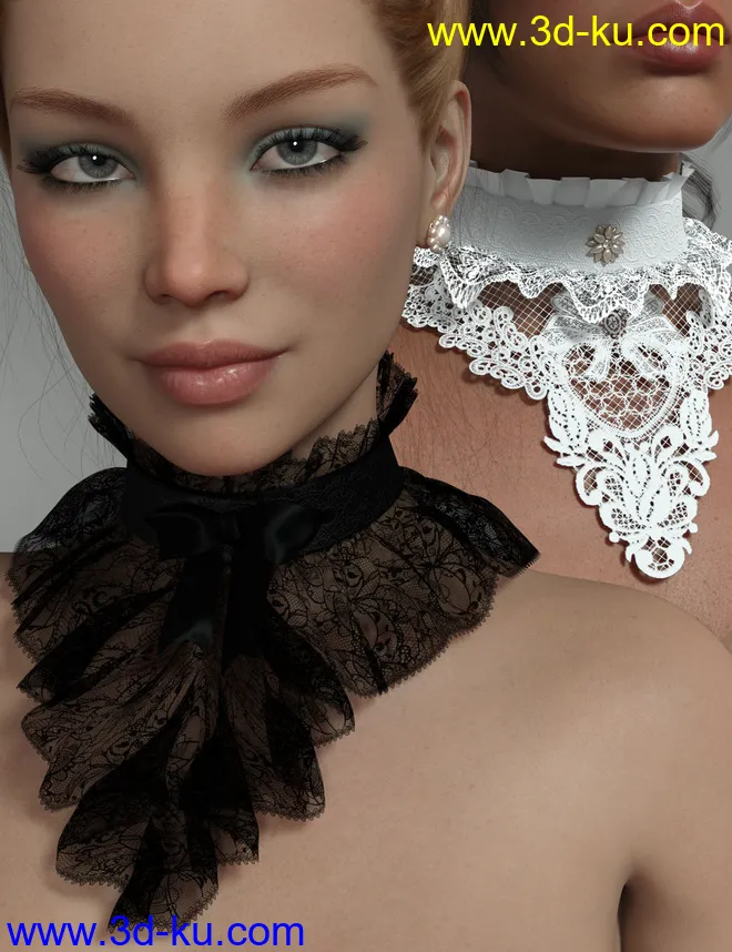 Neck Romance Collars for Genesis 8 and 8.1 Females模型的图片1
