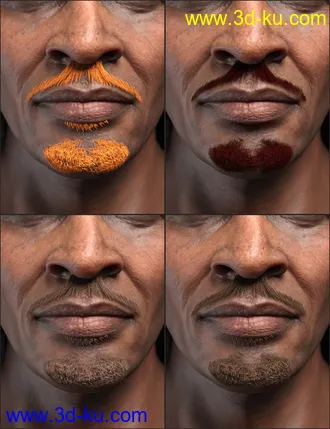 3D打印模型Pencil Mustache and Goatee for Genesis 8.1 Males的图片