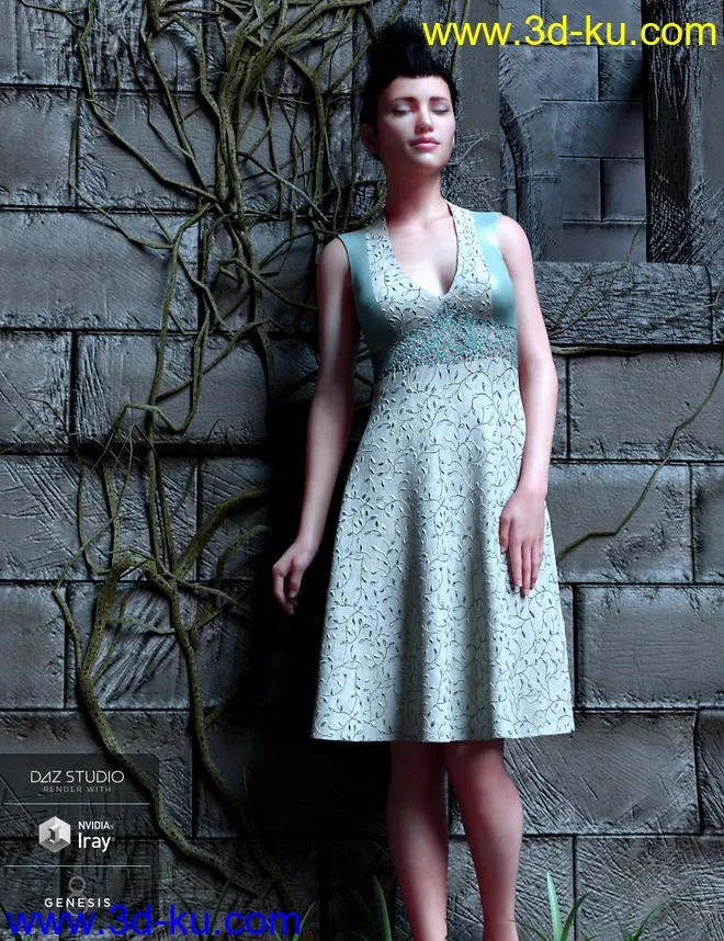 Peppermint Ivy Dress for Genesis 8 Female(s)模型的图片1
