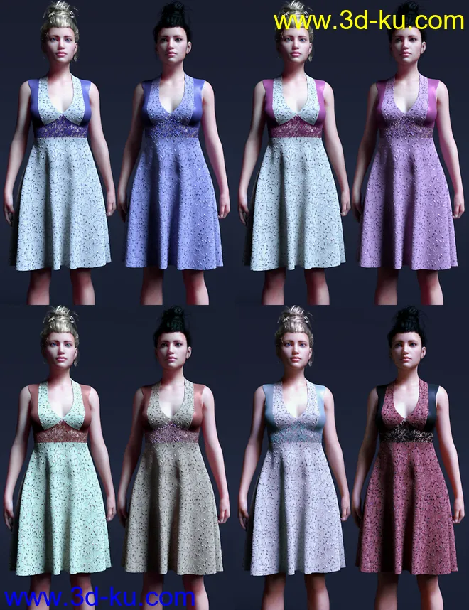 Peppermint Ivy Dress for Genesis 8 Female(s)模型的图片9