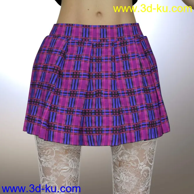 Pleated Pink Skirt For Genesis 8 Female模型的图片1