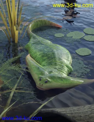 3D打印模型Prehistoric Amphibian Diplocaulus and Dragonfly Prey的图片