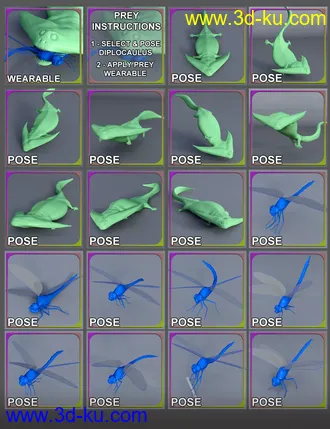 3D打印模型Prehistoric Amphibian Diplocaulus and Dragonfly Prey的图片