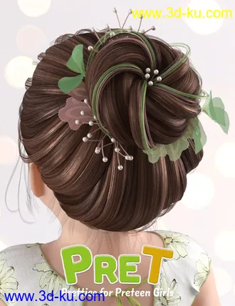 3D打印模型PreT Girls Bloom Hair for Genesis 8 Female(s)的图片