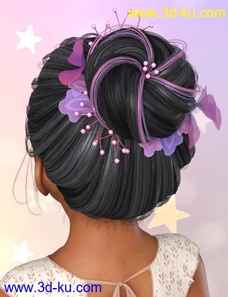 3D打印模型PreT Girls Bloom Hair for Genesis 8 Female(s)的图片