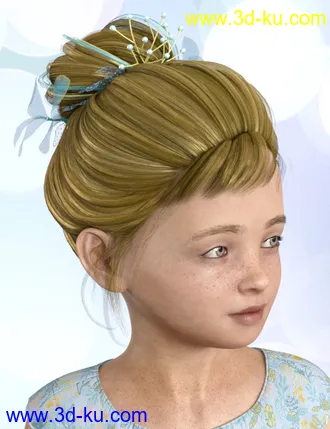 3D打印模型PreT Girls Bloom Hair for Genesis 8 Female(s)的图片