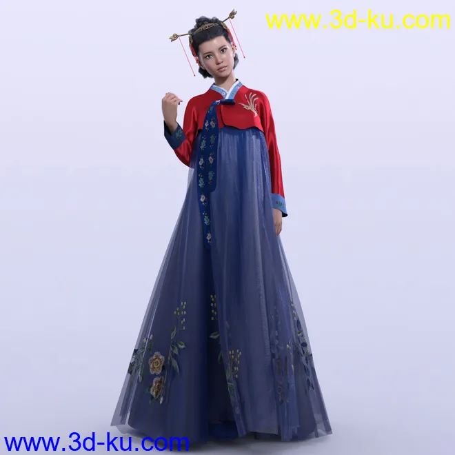 Pretty Textures for dForce Hanbok for G8F and G8.1F模型的图片1