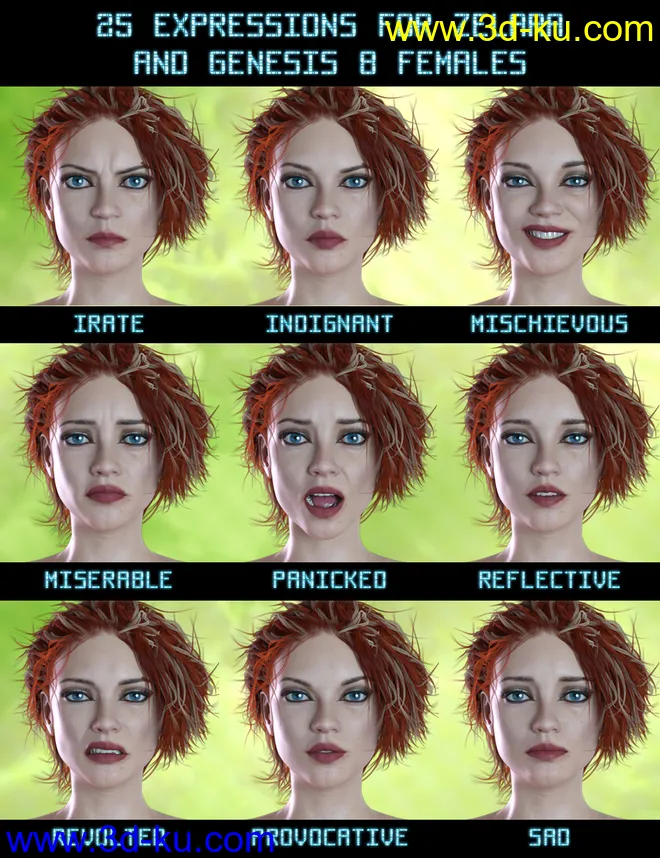 PTF Down to Earth Expressions for Zelara 8 and Genesis 8 Female(s)模型的图片3